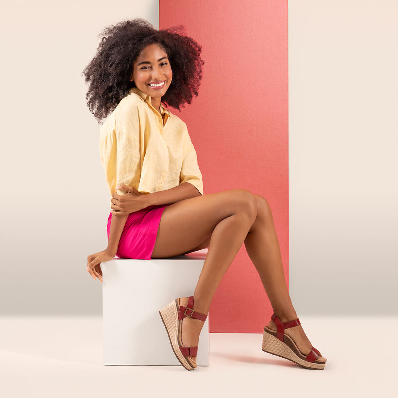 Sydney Quarter Strap Espadrille Wedge #color_red