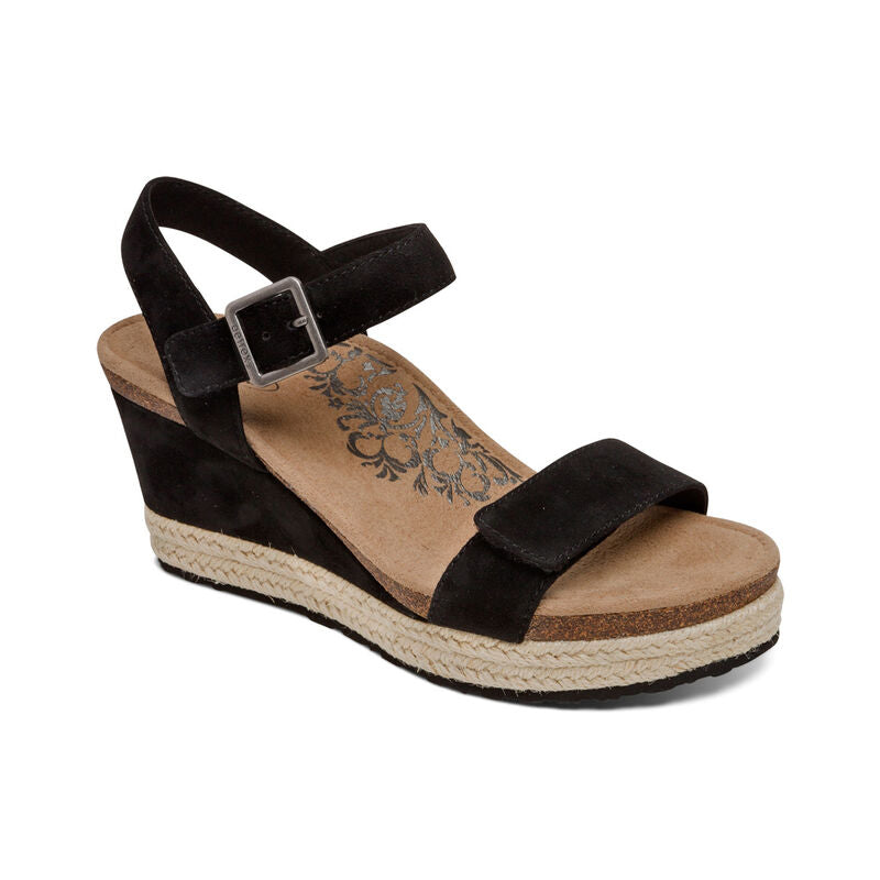 Sydney Quarter Strap Espadrille Wedge Catalog Angle #color_black