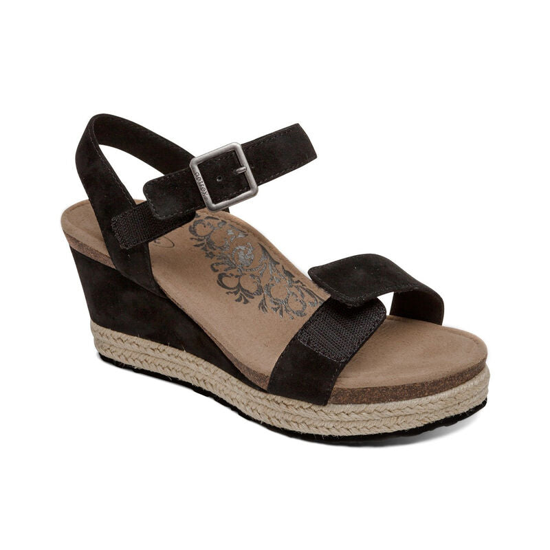 Sydney Quarter Strap Espadrille Wedge #color_black