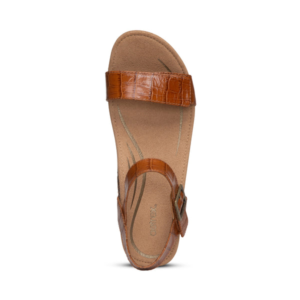 Sydney Quarter Strap Espadrille Wedge #color_cognac leather