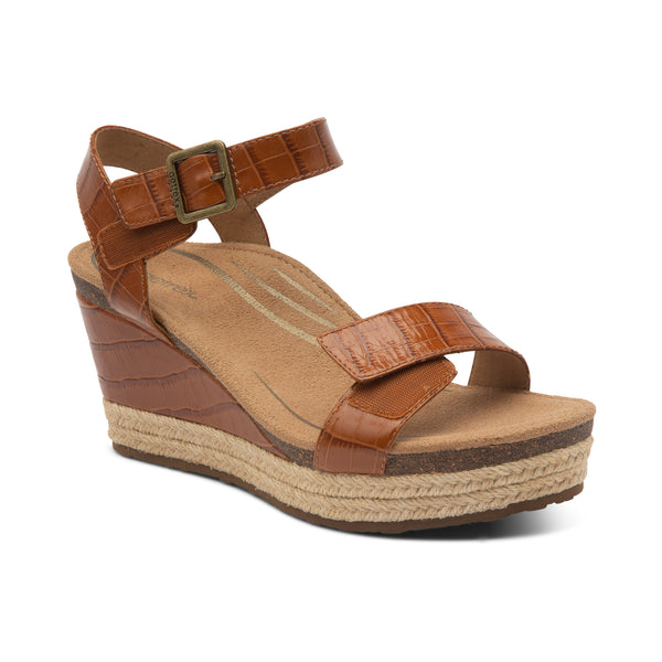 Sydney Quarter Strap Espadrille Wedge #color_cognac leather