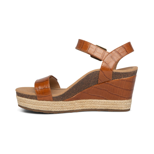 Sydney Quarter Strap Espadrille Wedge #color_cognac leather