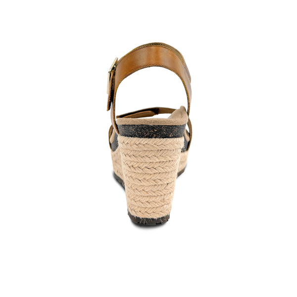 Sydney Quarter Strap Espadrille Wedge #color_cognac leather