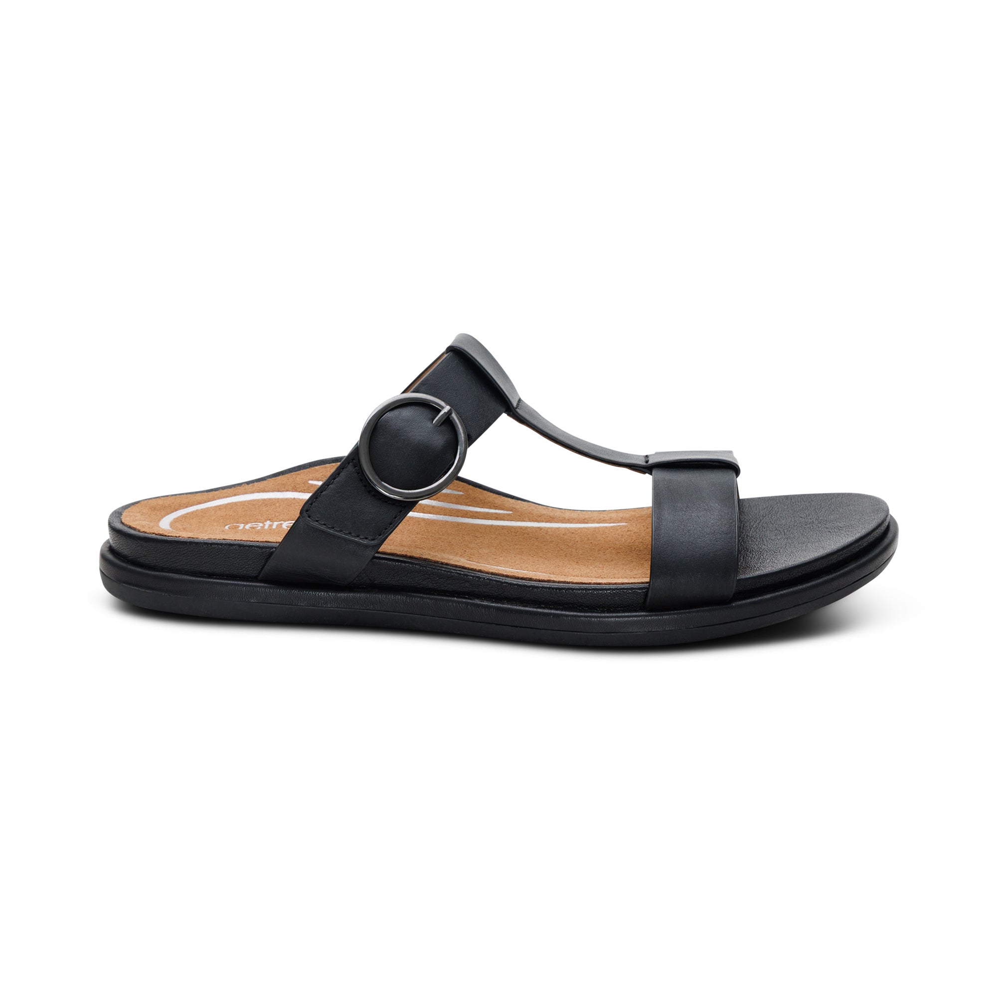 Blaire Adjustable Slide Sandal Right Angle #color_black