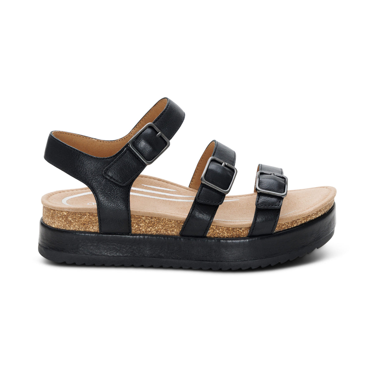 Aria Adjustable Double Band Sandal Right Angle #color_black