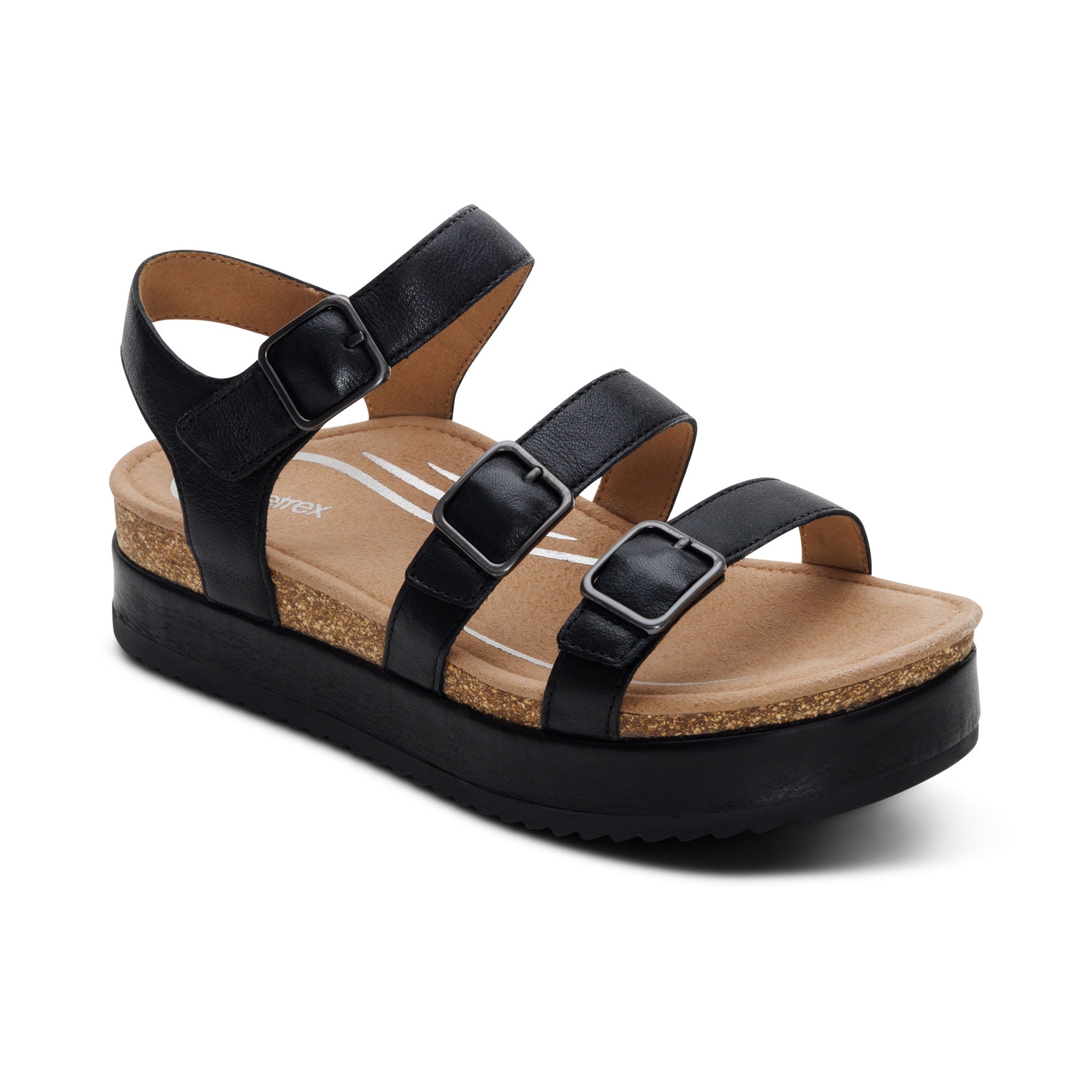 Aria Arch Support Platform Sandal - Black – aetrex