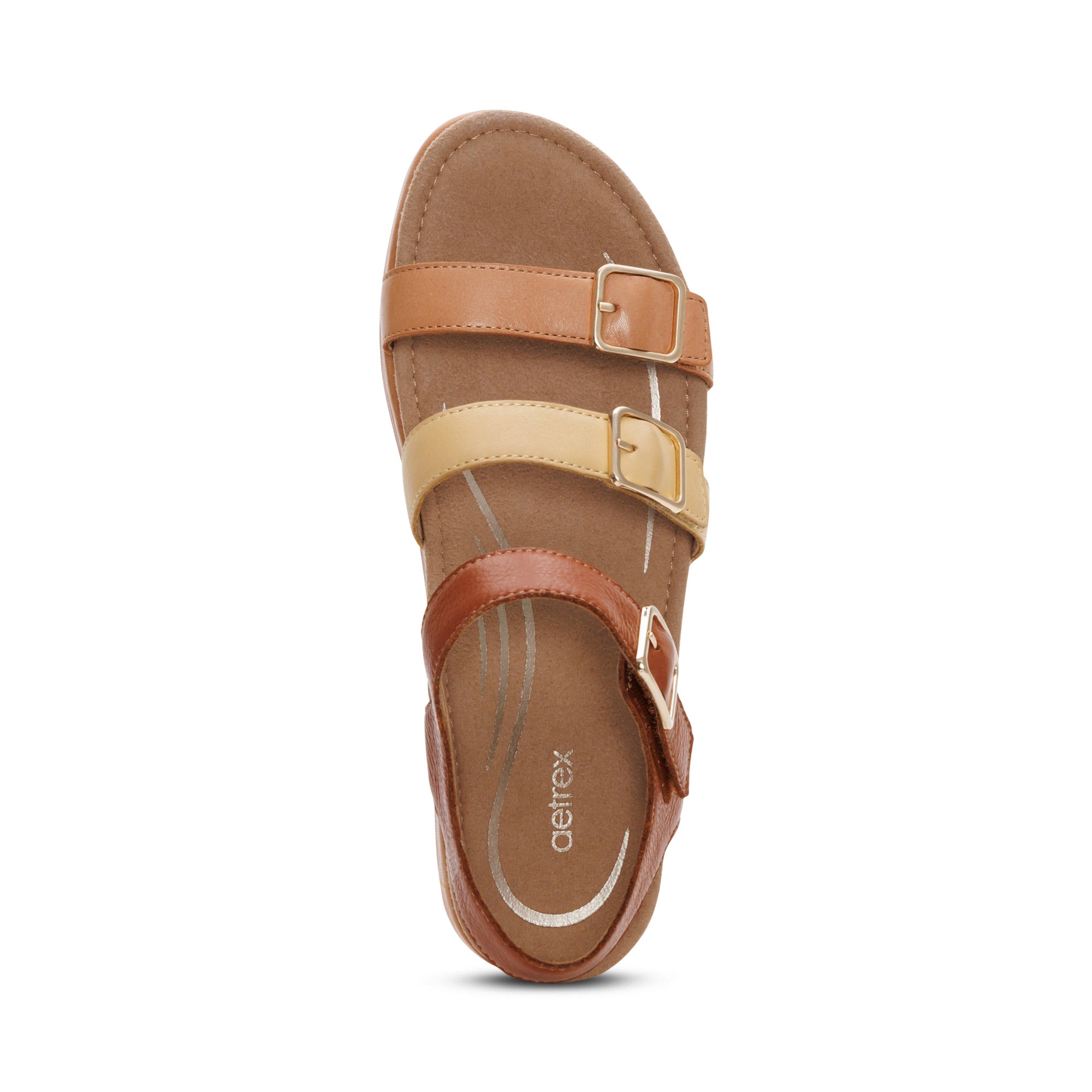 Aria Adjustable Double Band Sandal Top Angle #color_sand multi