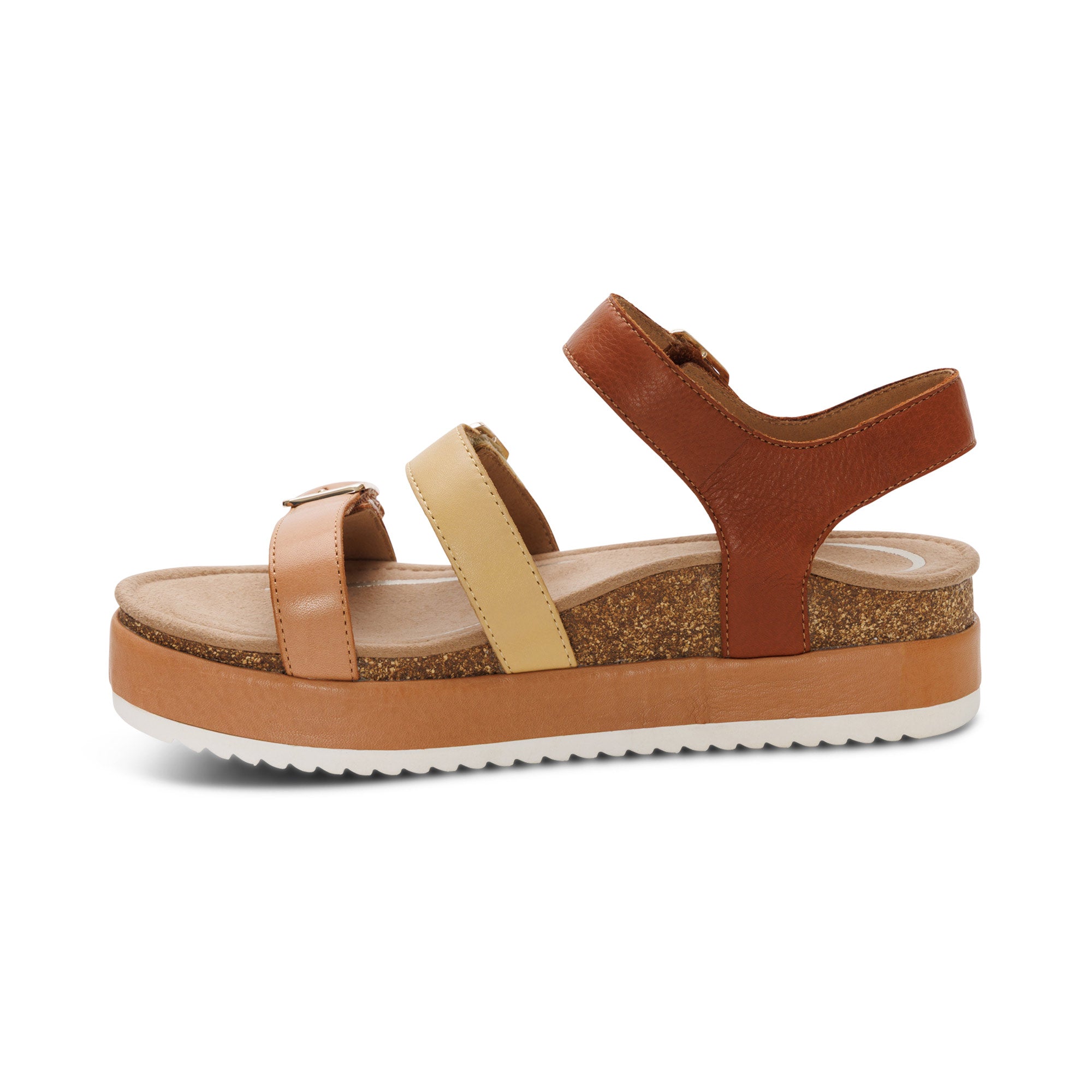 Aria Adjustable Double Band Sandal Left Angle #color_sand multi