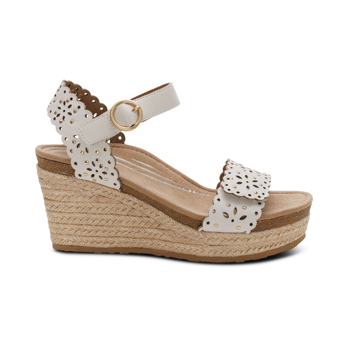 Sydney Quarter Strap Espadrille Wedge Right Angle #color_ivory cutout