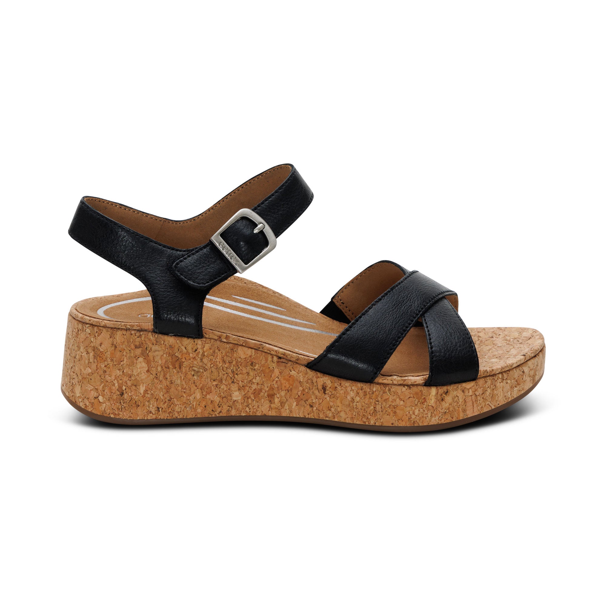 Flora Adjustable Quarter Strap Wedge #color_black