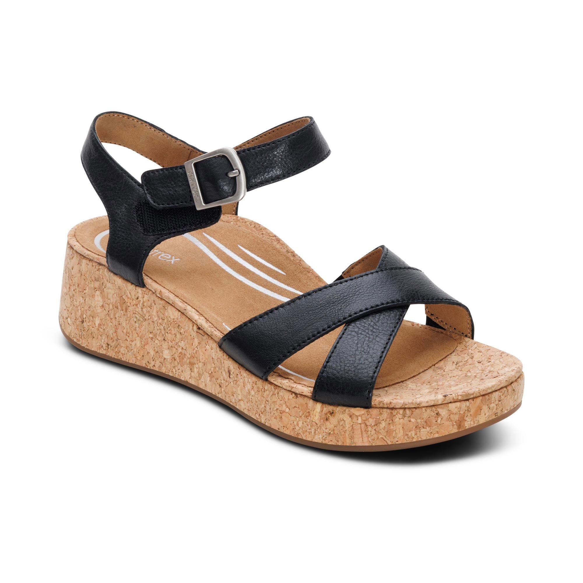 Flora Adjustable Quarter Strap Wedge #color_black