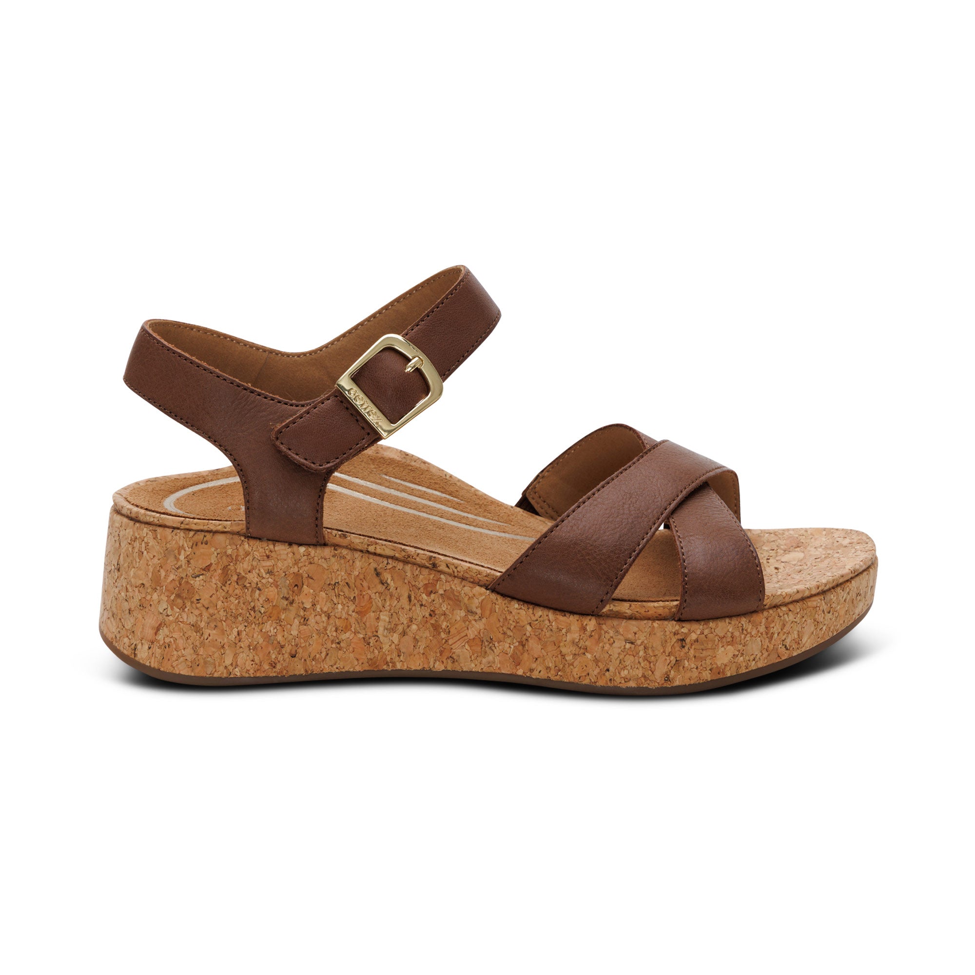 Flora Adjustable Quarter Strap Wedge #color_brown