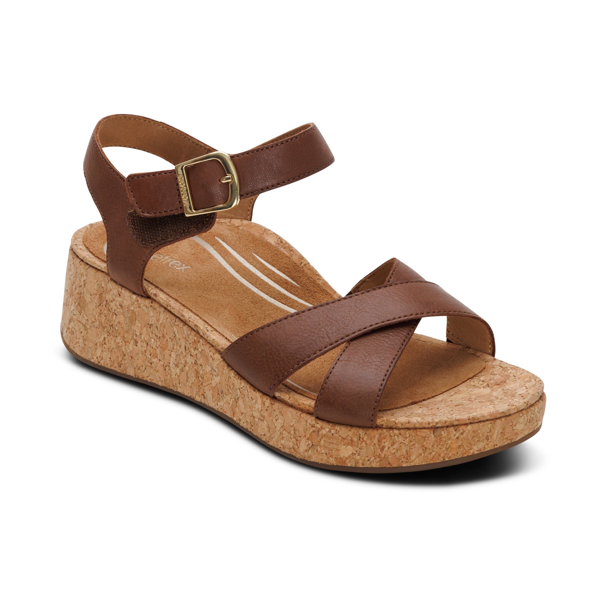 Flora Adjustable Quarter Strap Wedge #color_brown