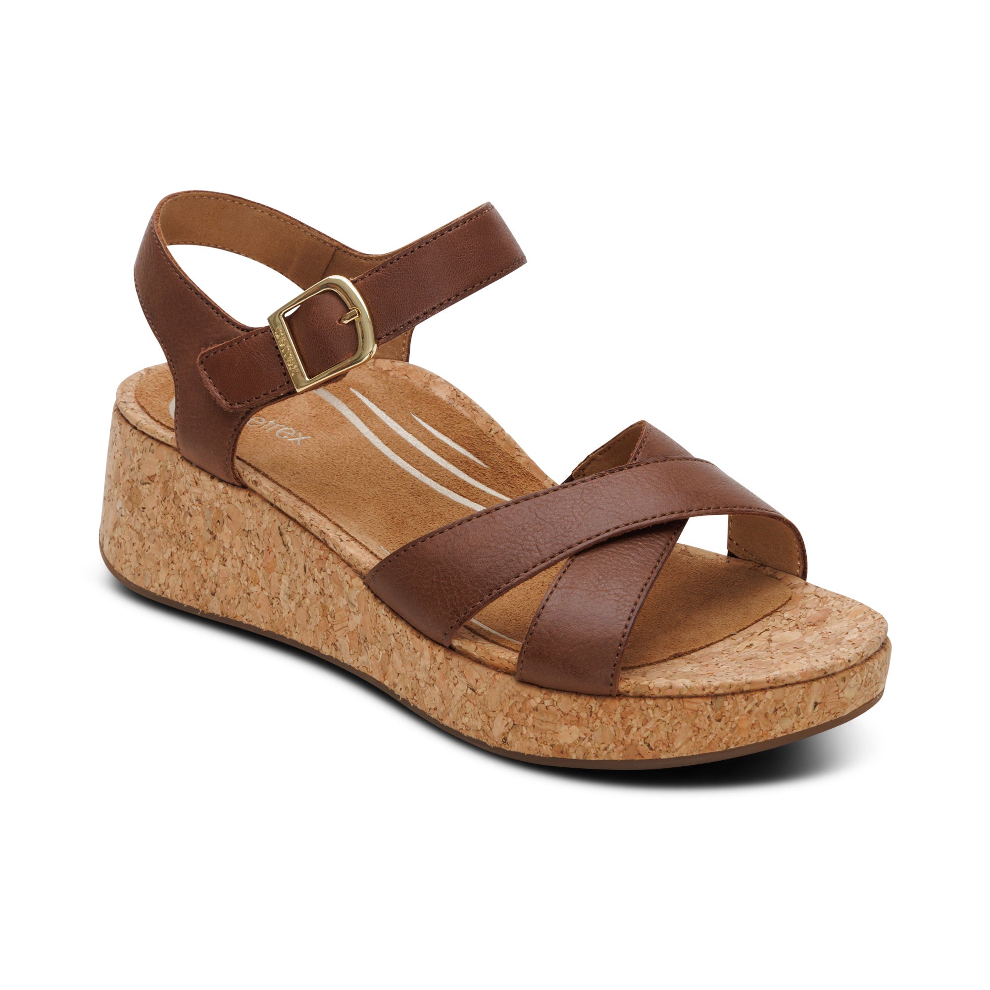 Flora Adjustable Quarter Strap Wedge #color_brown