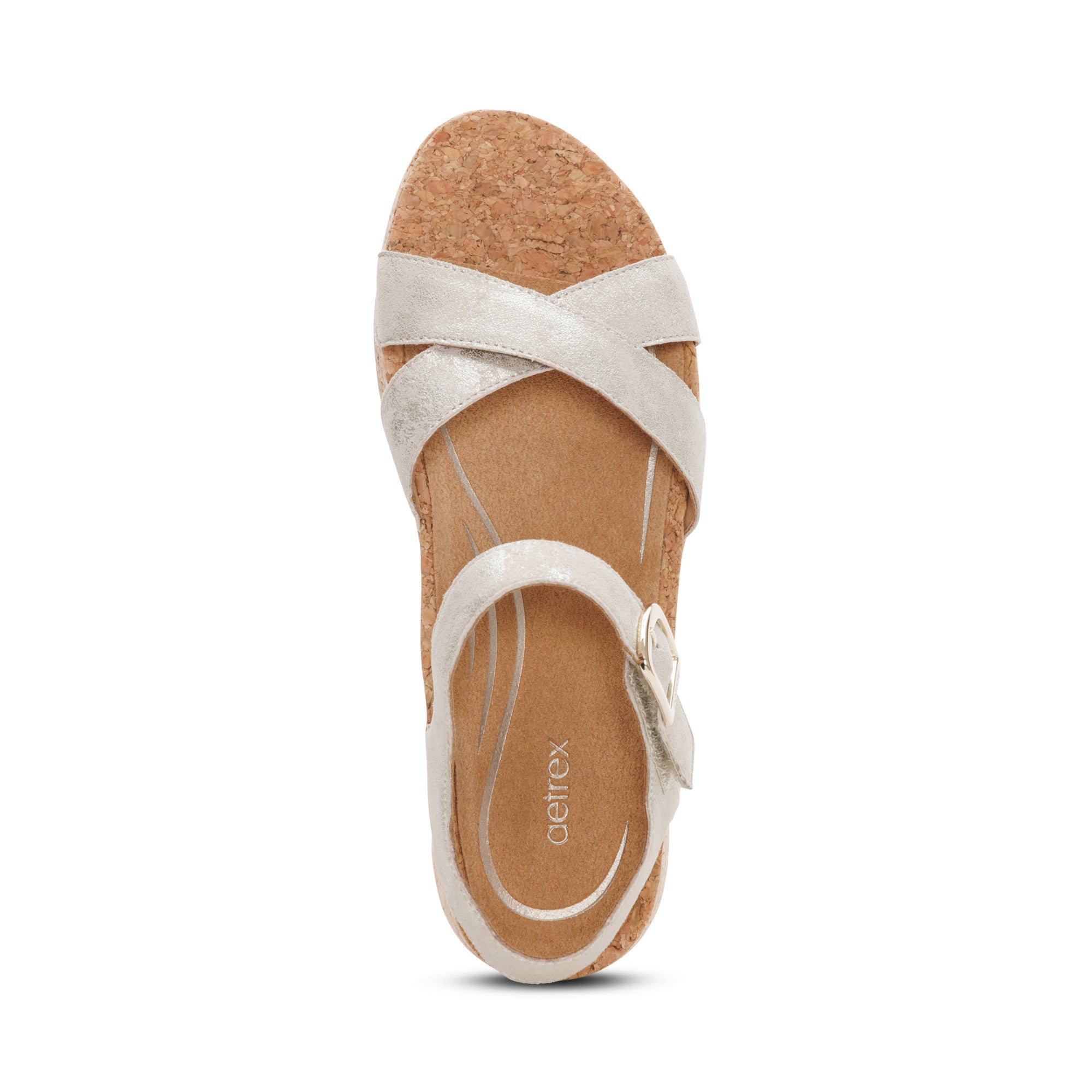 Flora Adjustable Quarter Strap Wedge #color_champagne