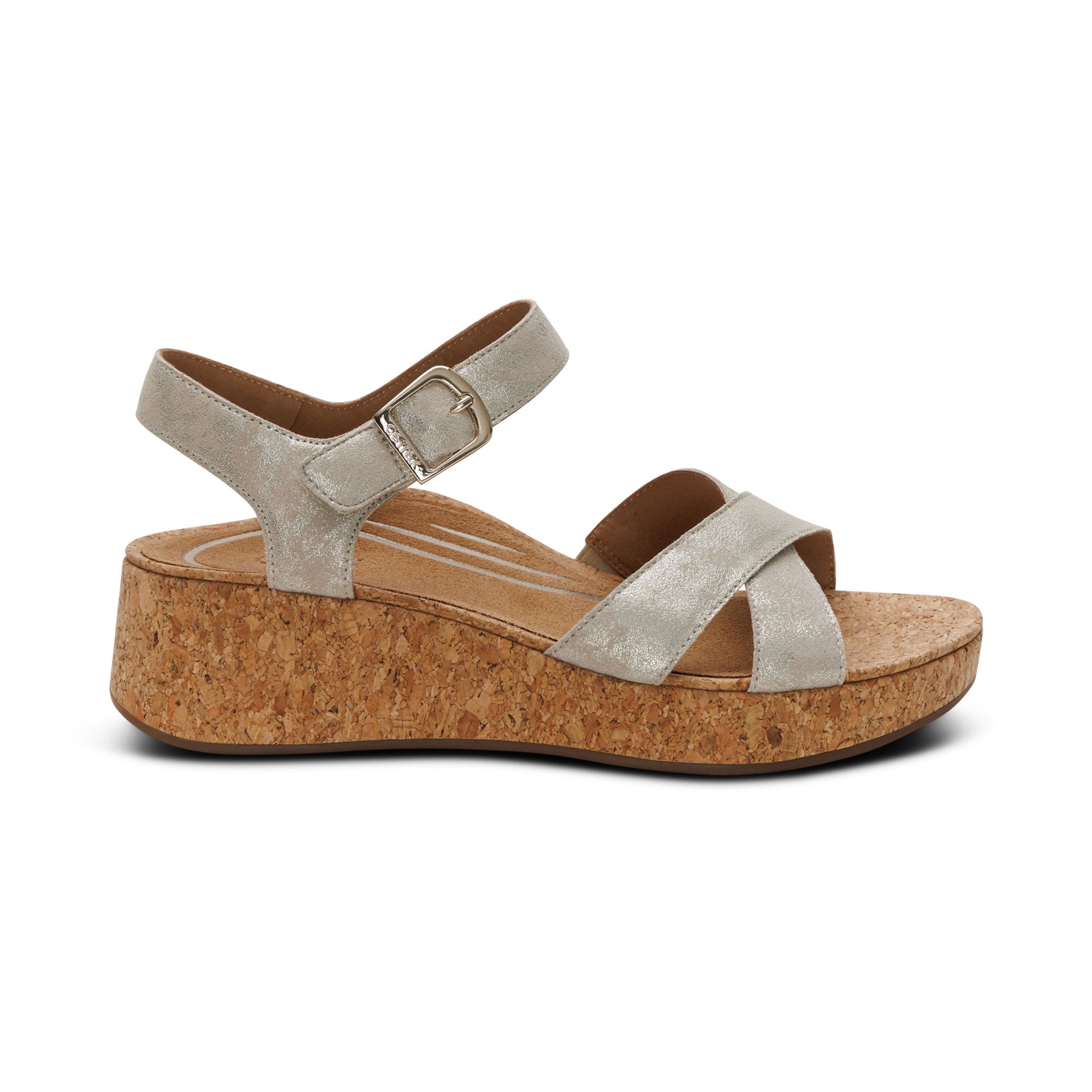 Flora Adjustable Quarter Strap Wedge #color_champagne