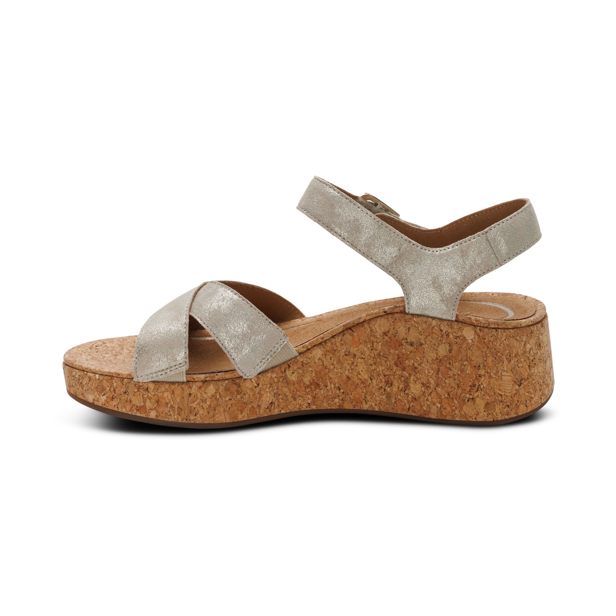 Flora Adjustable Quarter Strap Wedge #color_champagne