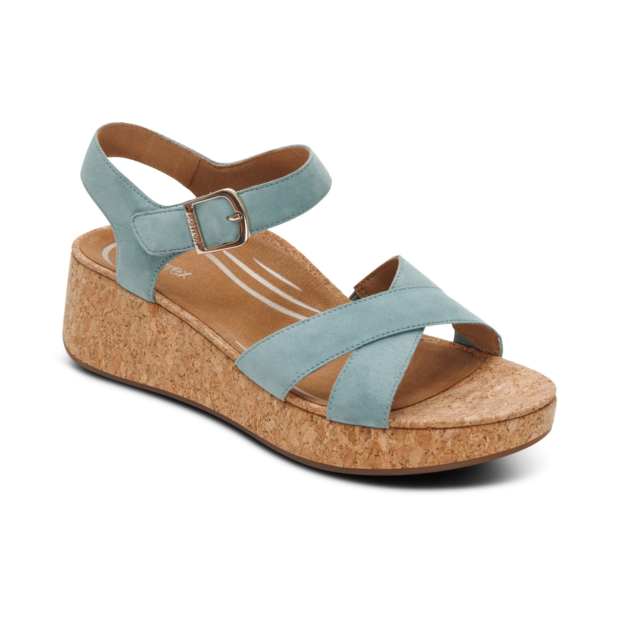 Flora Adjustable Quarter Strap Wedge #color_sage