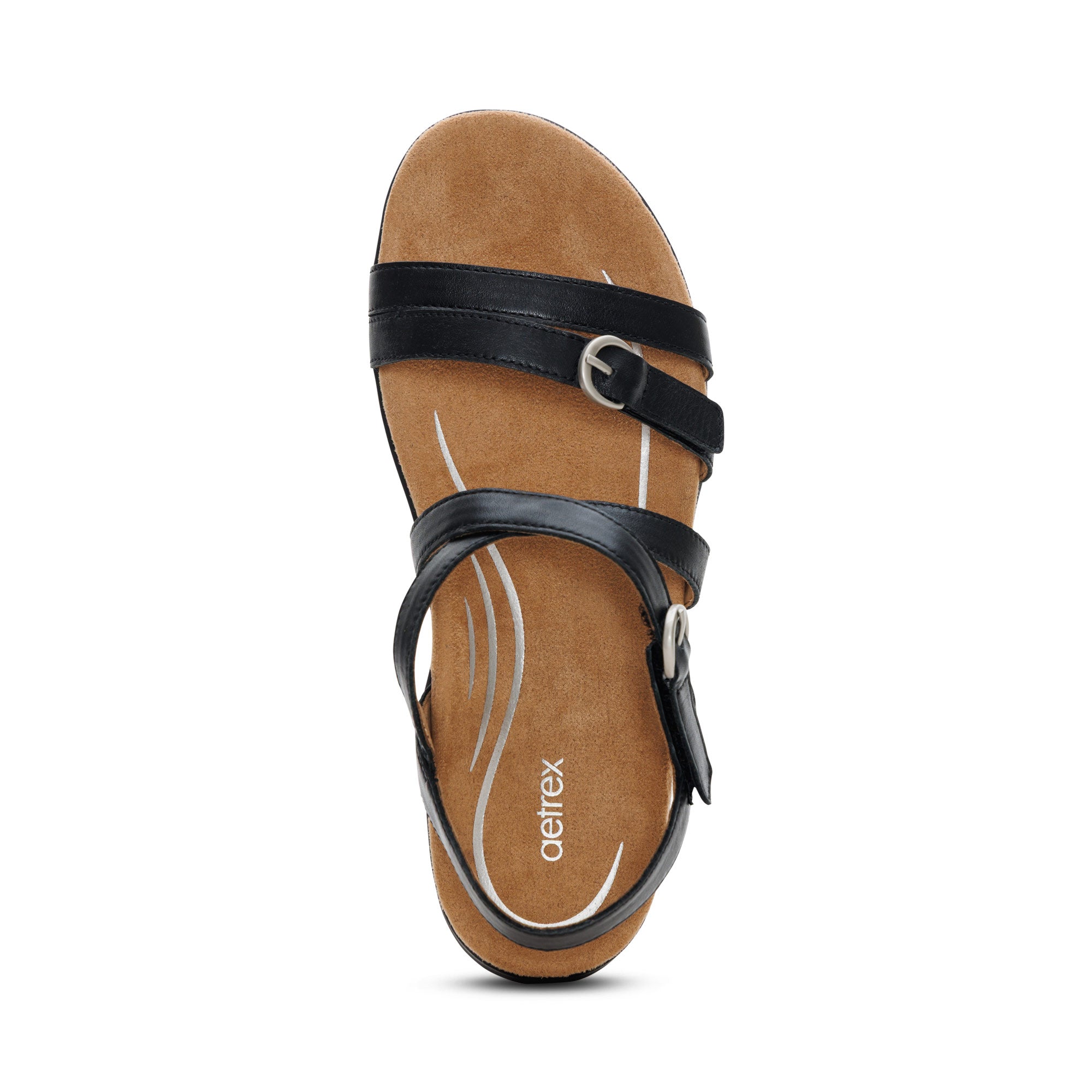 Hadley Adjustable Quarter Strap Sandal Top Angle #color_black