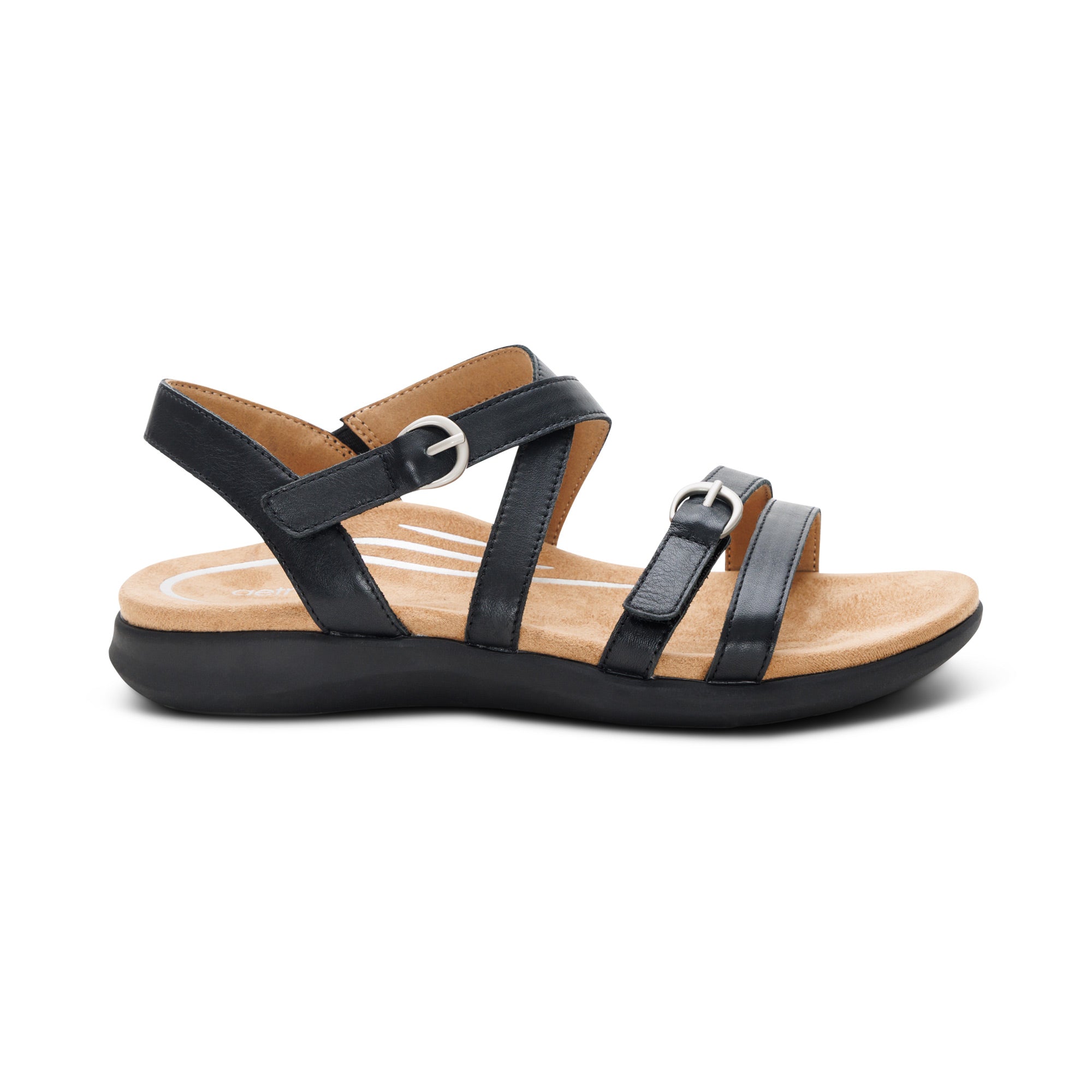 Hadley Adjustable Quarter Strap Sandal Right Angle #color_black