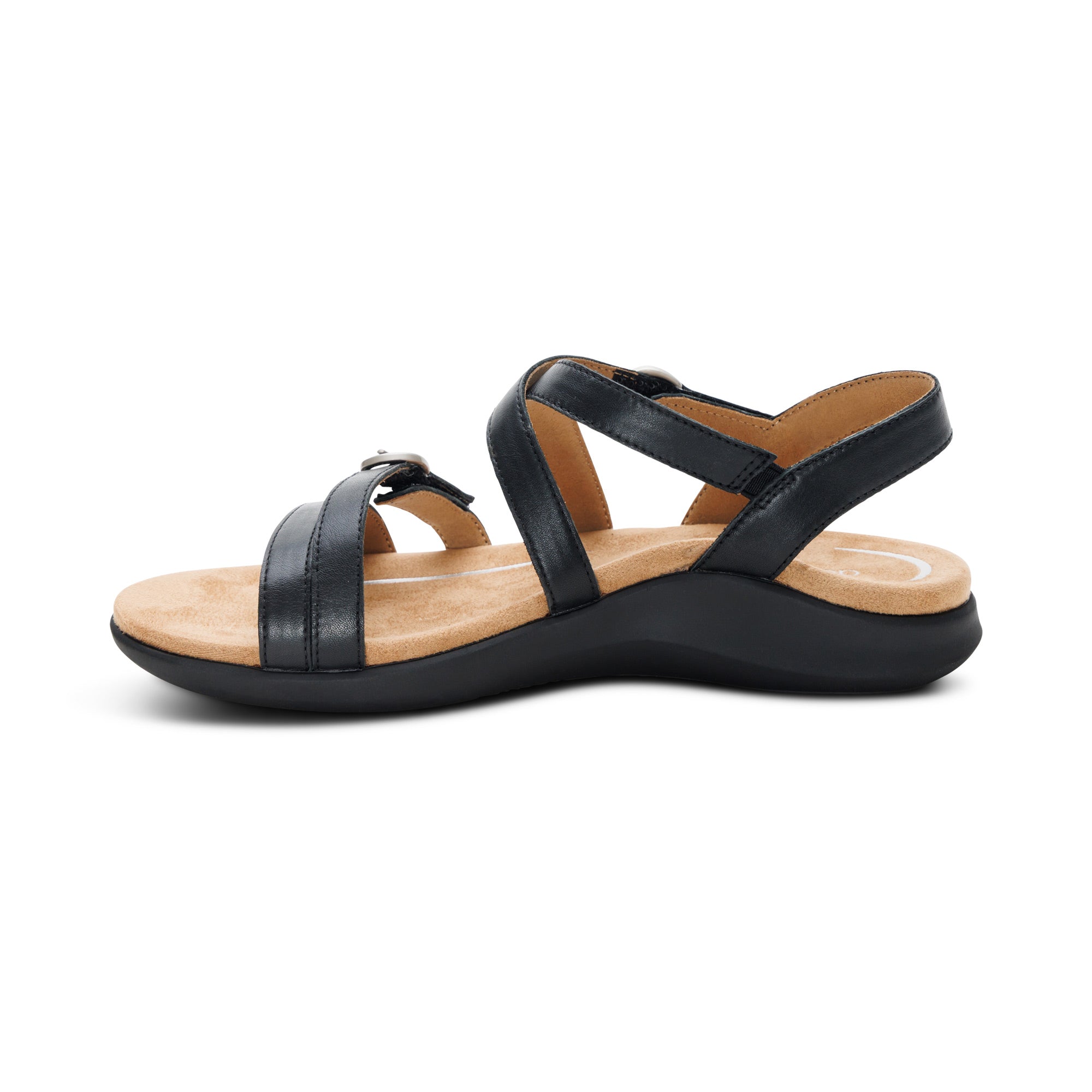 Hadley Adjustable Quarter Strap Sandal Left Angle #color_black