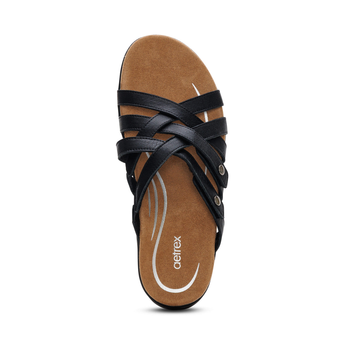 Kasey Adjustable Slide Sandal Top Angle #color_black