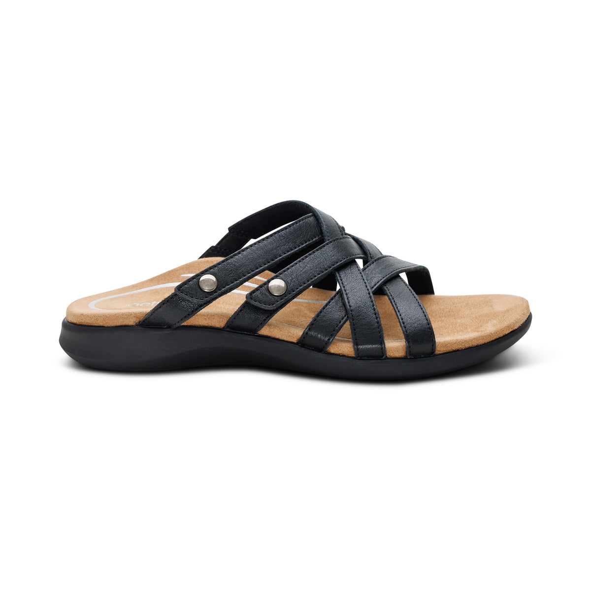 Kasey Adjustable Slide Sandal Right Angle #color_black