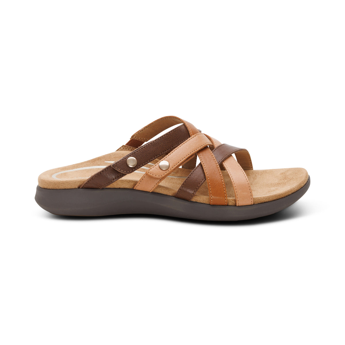 Kasey Adjustable Slide Sandal Right Angle #color_tan multi
