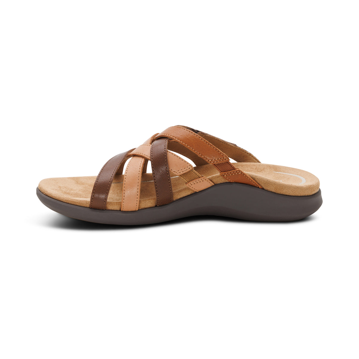 Kasey Adjustable Slide Sandal Left Angle #color_tan multi