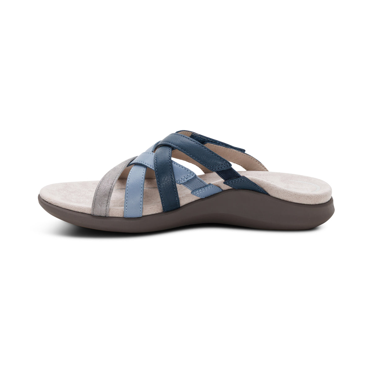 Kasey Adjustable Slide Sandal Left Angle #color_blue multi