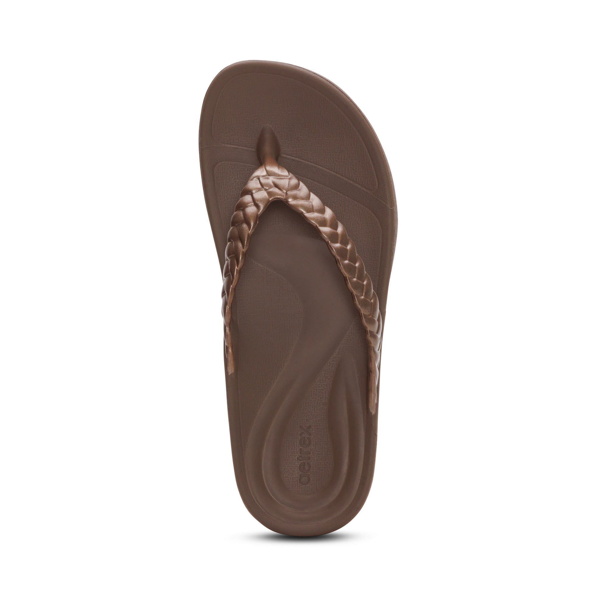 Vicki Braided Thong Sandal Top Angle #color_bronze gloss