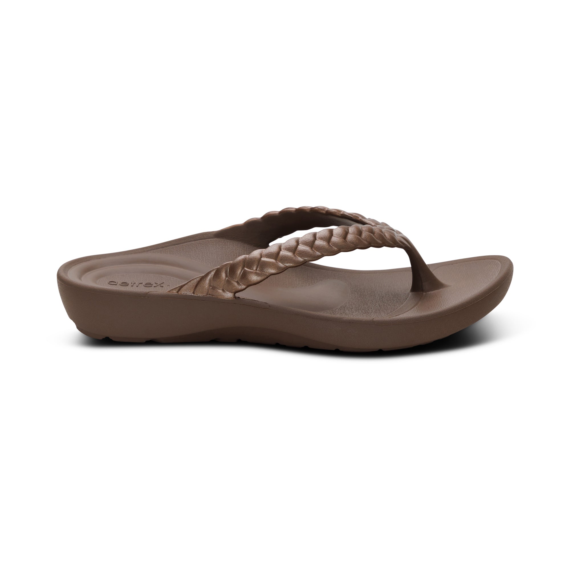 Vicki Braided Thong Sandal Right Angle #color_bronze gloss