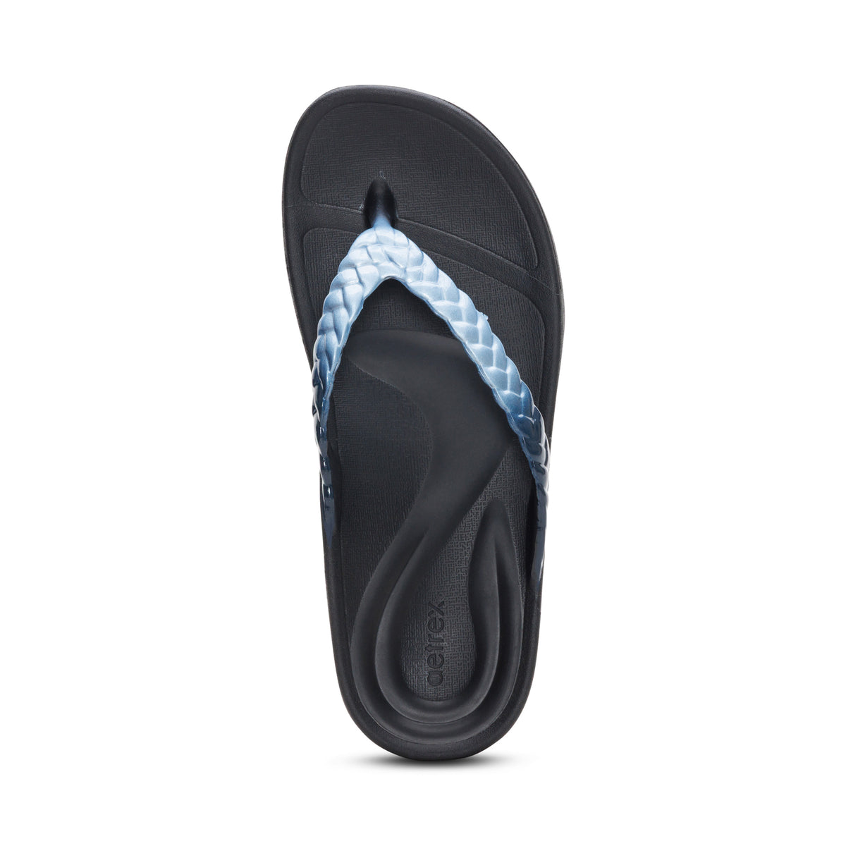 Vicki Braided Thong Sandal Top Angle #color_blue ombre gloss