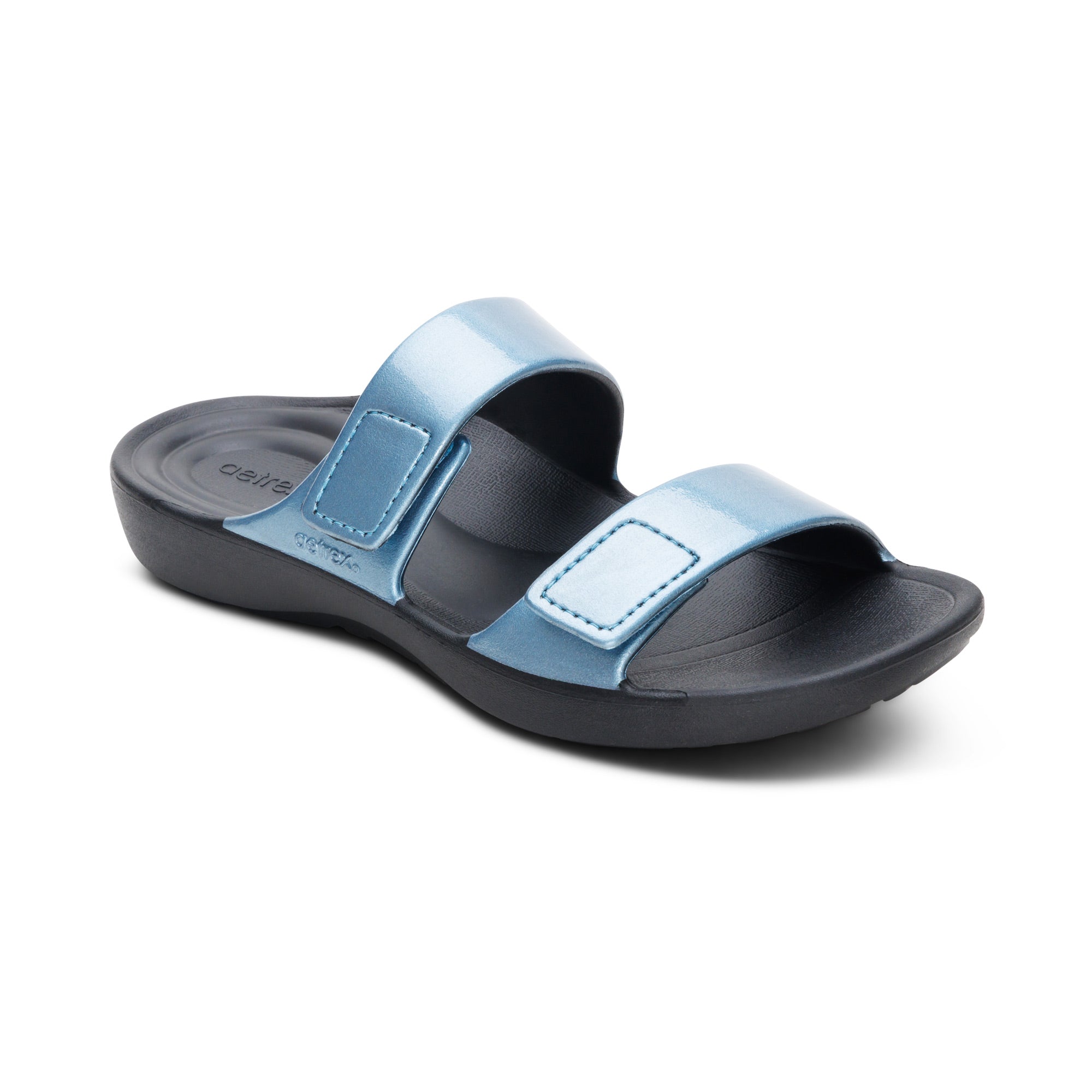 Kaia Two Band Slide Catalog Angle #color_blue pearlized
