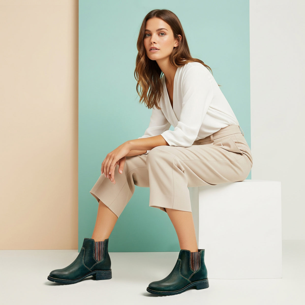Kaylee Arch Support Chelsea Boot Lifestyle #color_dark green