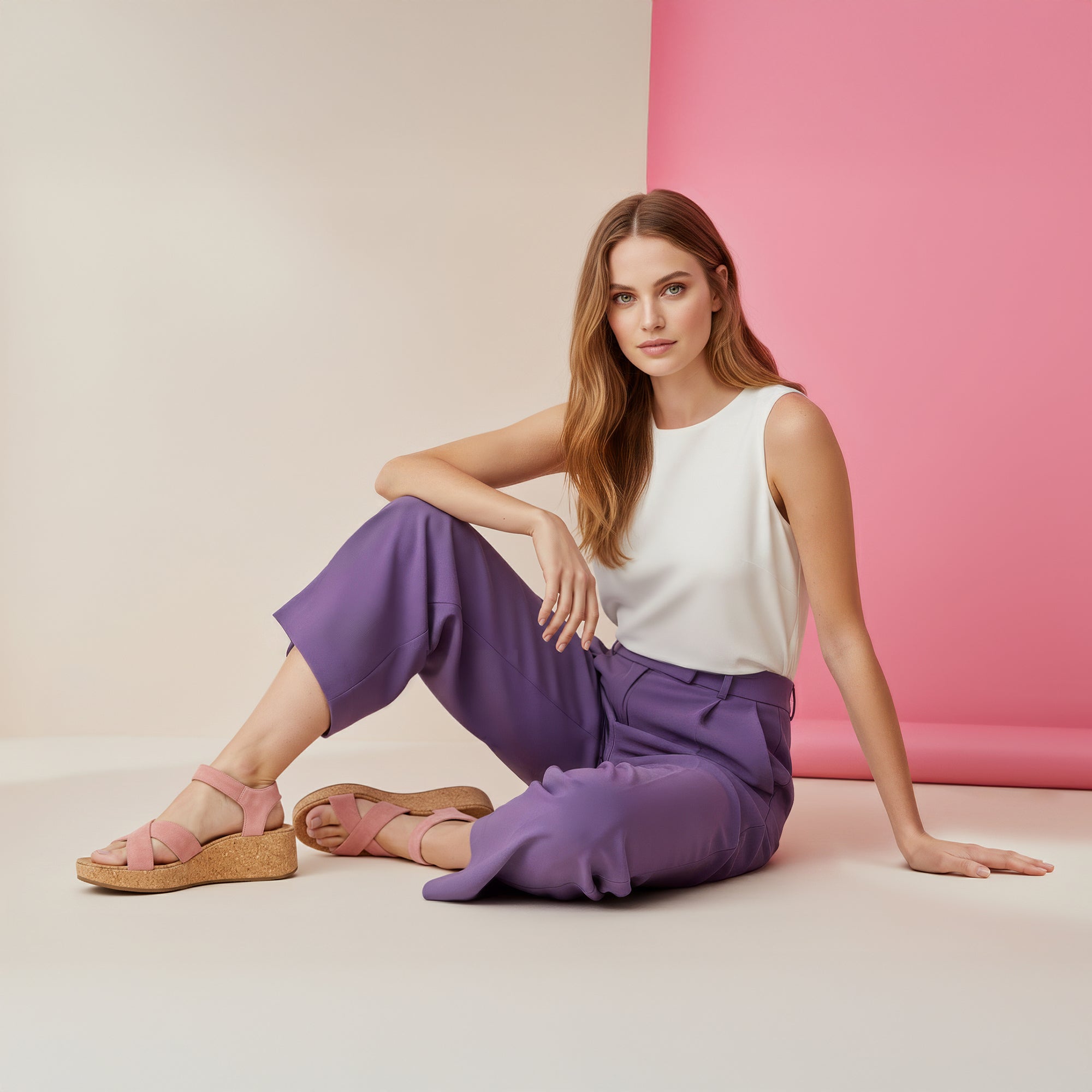 Flora Adjustable Quarter Strap Wedge #color_antique rose