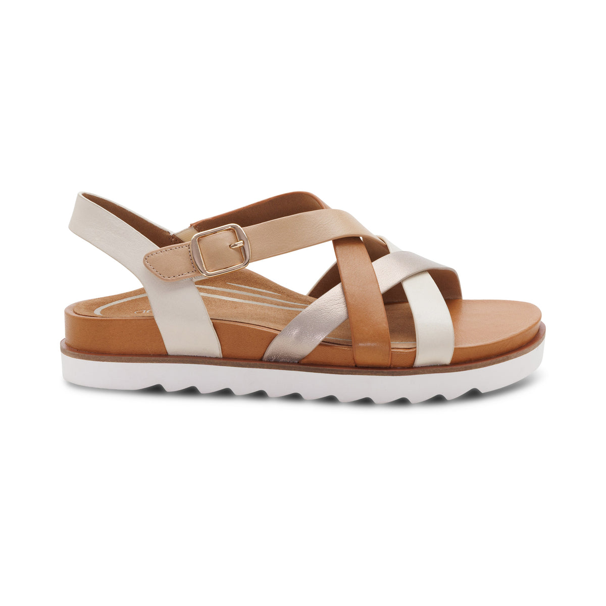 Carmen Cross Band Adjustable Sandal Right Angle #color_champagne multi
