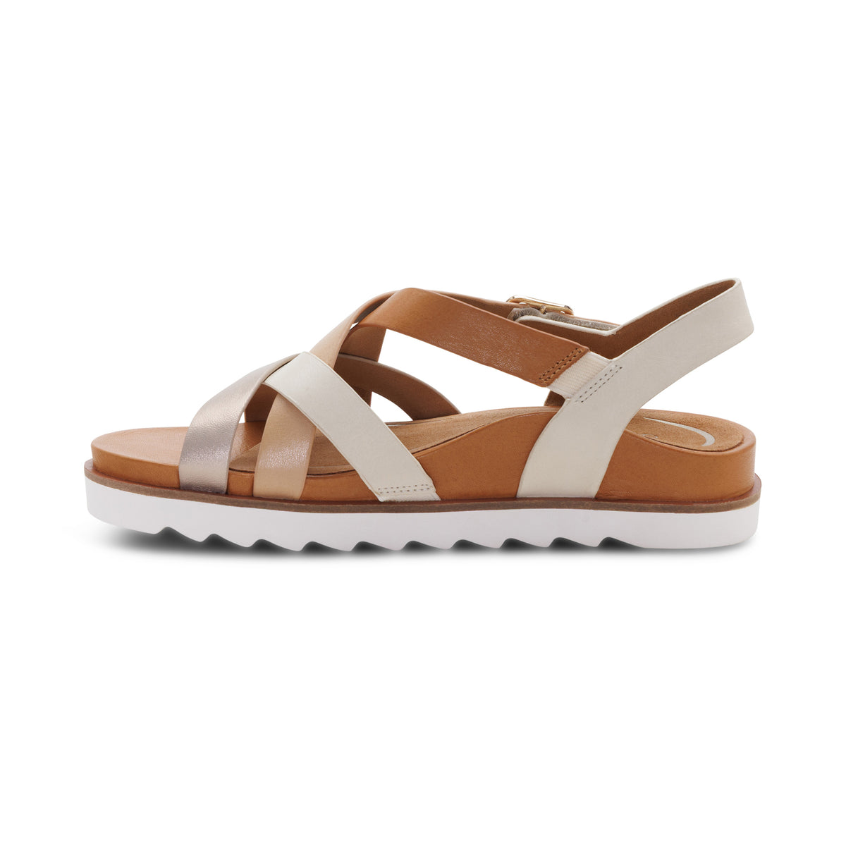 Carmen Cross Band Adjustable Sandal Left Angle #color_champagne multi