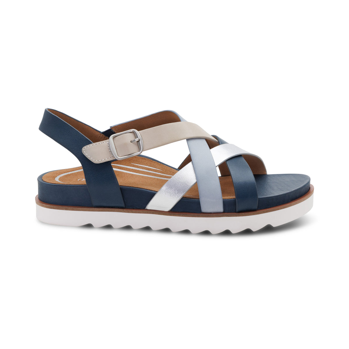 Carmen Cross Band Adjustable Sandal Right Angle #color_navy multi