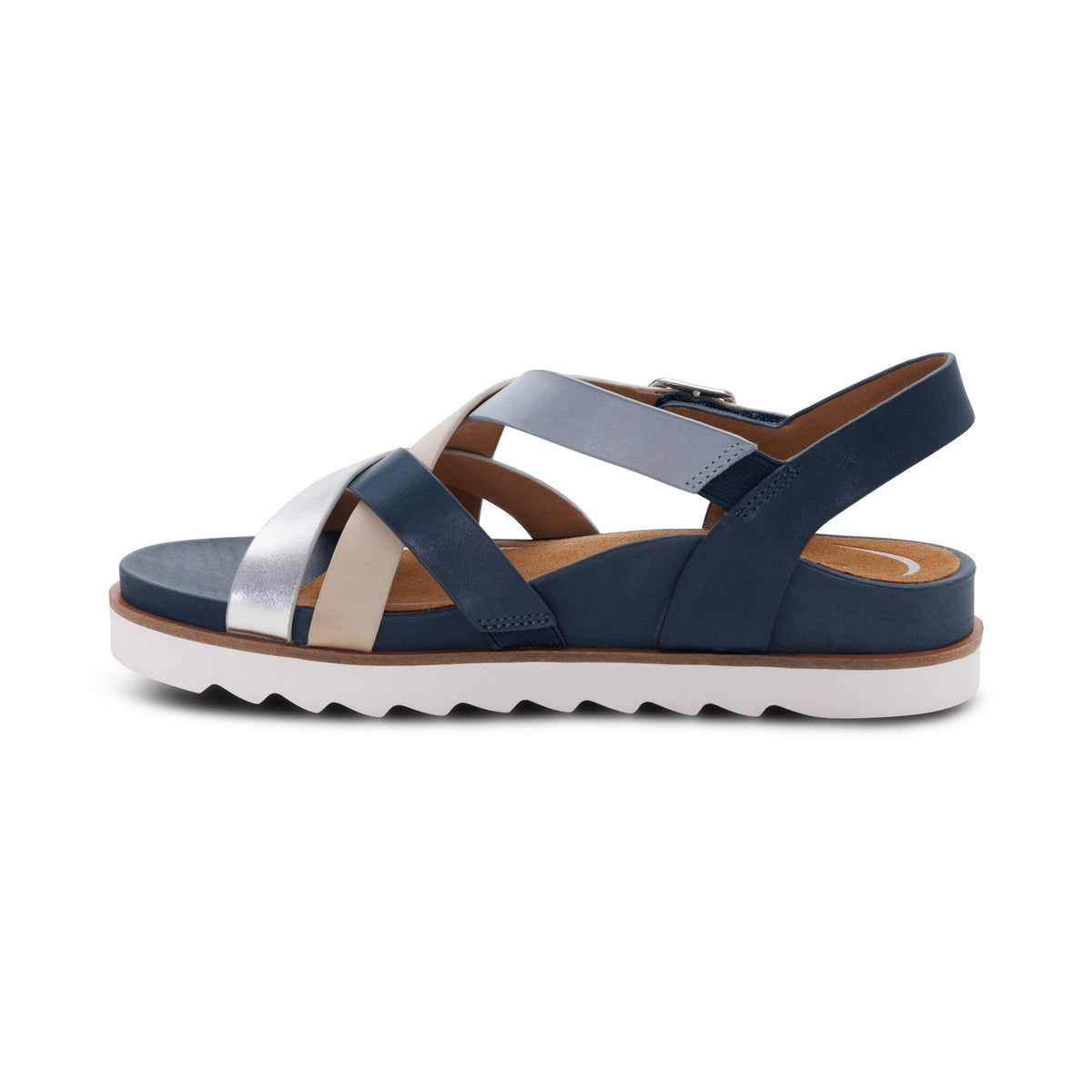 Carmen Cross Band Adjustable Sandal Left Angle #color_navy multi