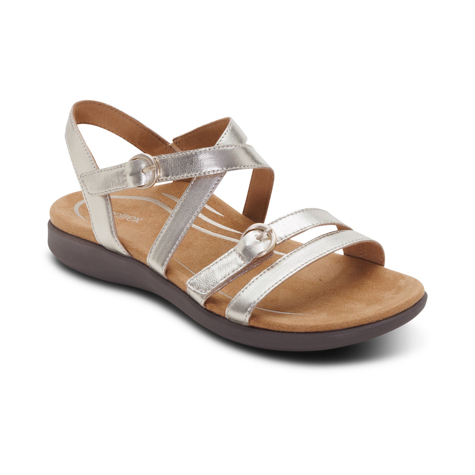 アンドレー Hadley Adjustable Quarter Strap Sandal - Champagne – aetrex