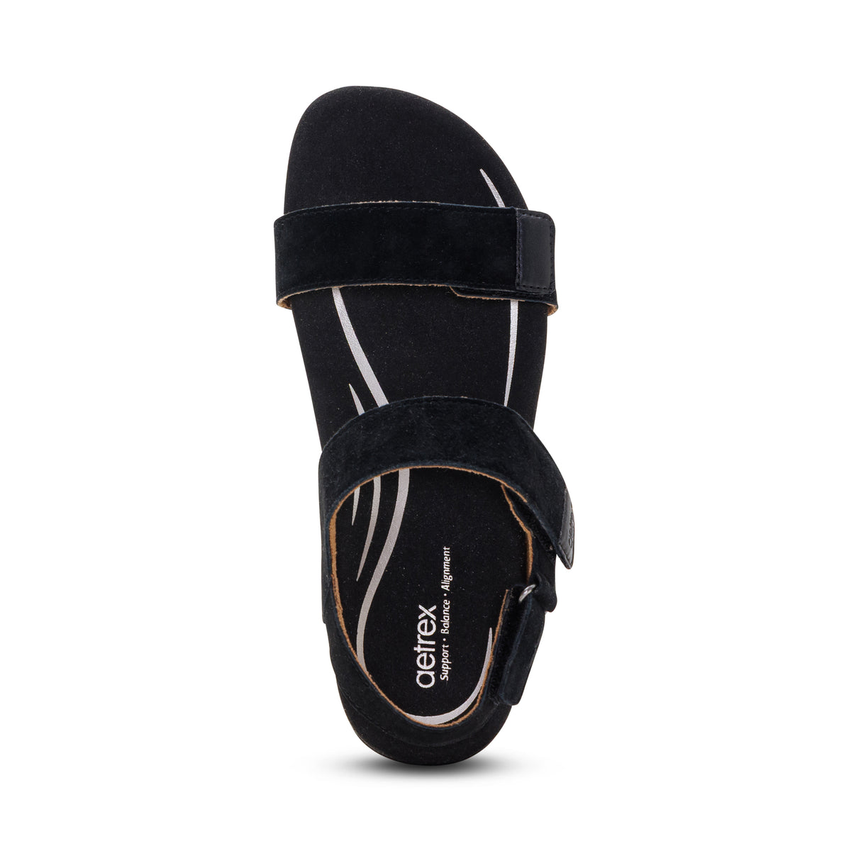 Leslie Arch Support Sandal Top Angle #color_black