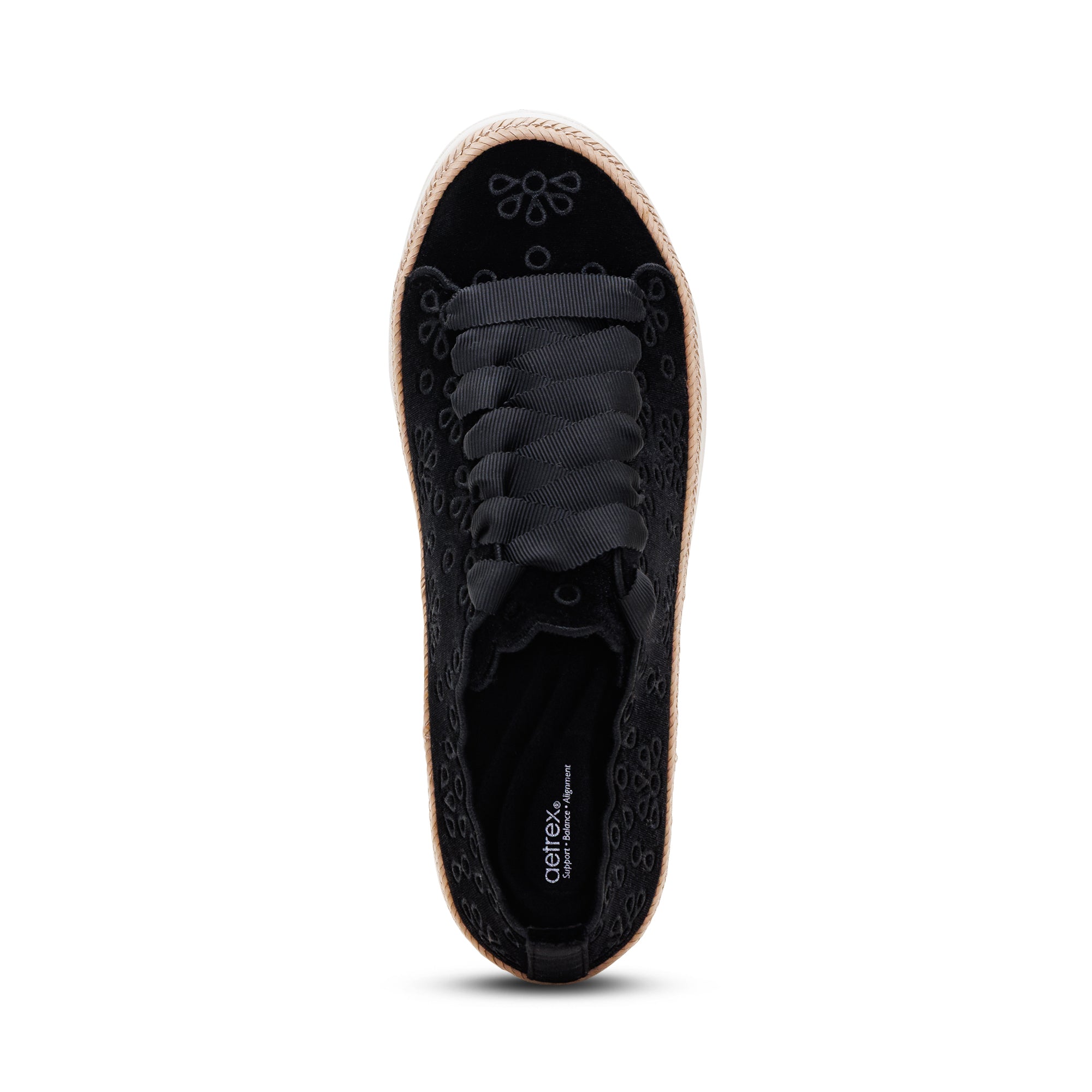 Charlotte Lace-Up Sneaker top Angle #color_black velvet