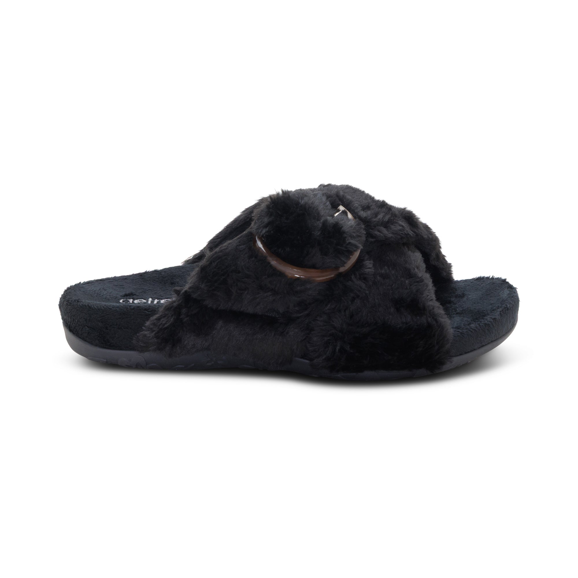 Macy Open-Toe Slipper right Angle #color_black