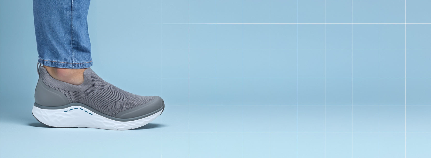 A grey sneaker