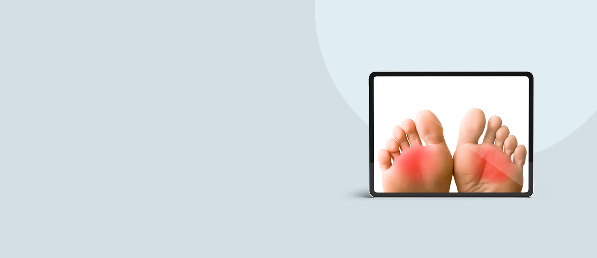 Digital display showing a close-up of feet with red spots, likely indicating a foot condition.