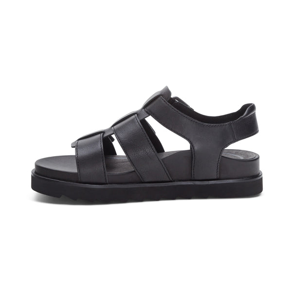 Romy-Quarter-Strap-Cork-Flat-Sandal #color_black