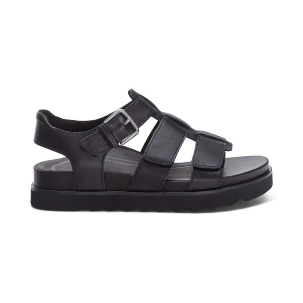 Romy-Quarter-Strap-Cork-Flat-Sandal #color_black