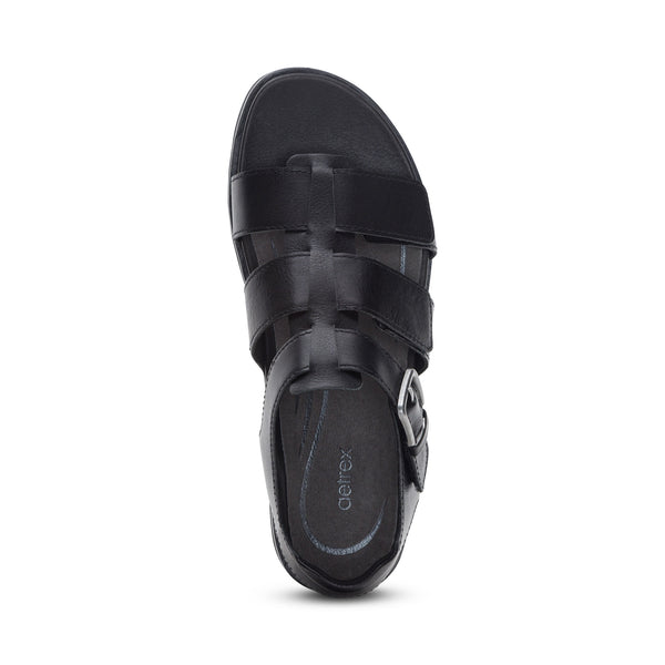 Romy-Quarter-Strap-Cork-Flat-Sandal #color_black