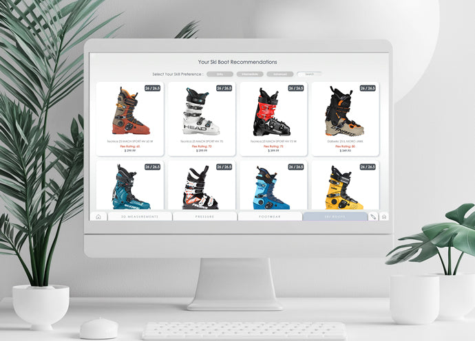 ski boot fitter on desktop computer